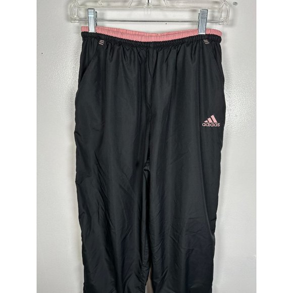 Vintage Y2K Adidas Track Pants Womens Medium Black Pink Straight Pull On Elastic - Picture 6 of 16